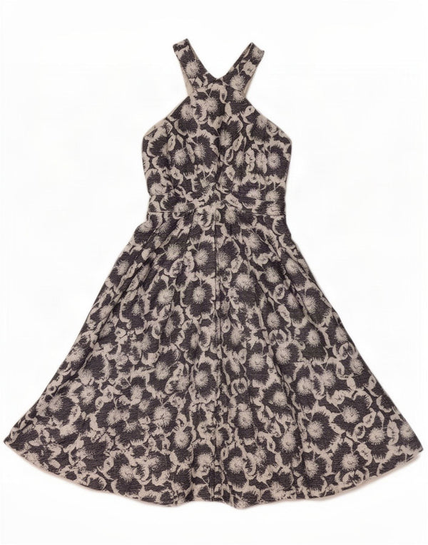 Vestido swing feminino Karen Millen UK 10 pequeno azul marinho viscose floral