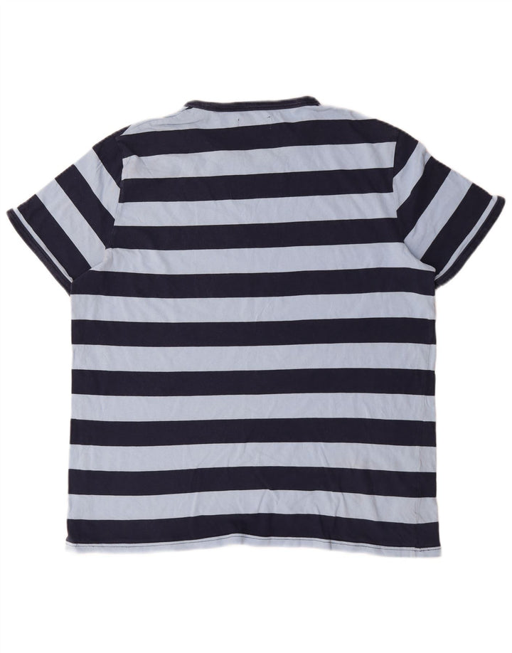 Camiseta masculina Fred Perry Top XL algodão listrado azul