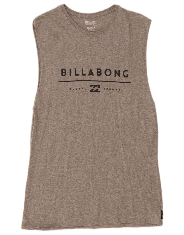 Colete gráfico masculino Billabong com ajuste personalizado, top cinza médio de algodão manchado