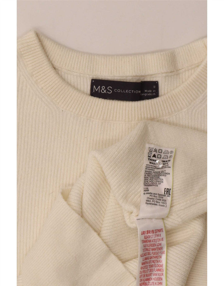 Blusa feminina Marks & Spencer UK 8 pequena viscose off white