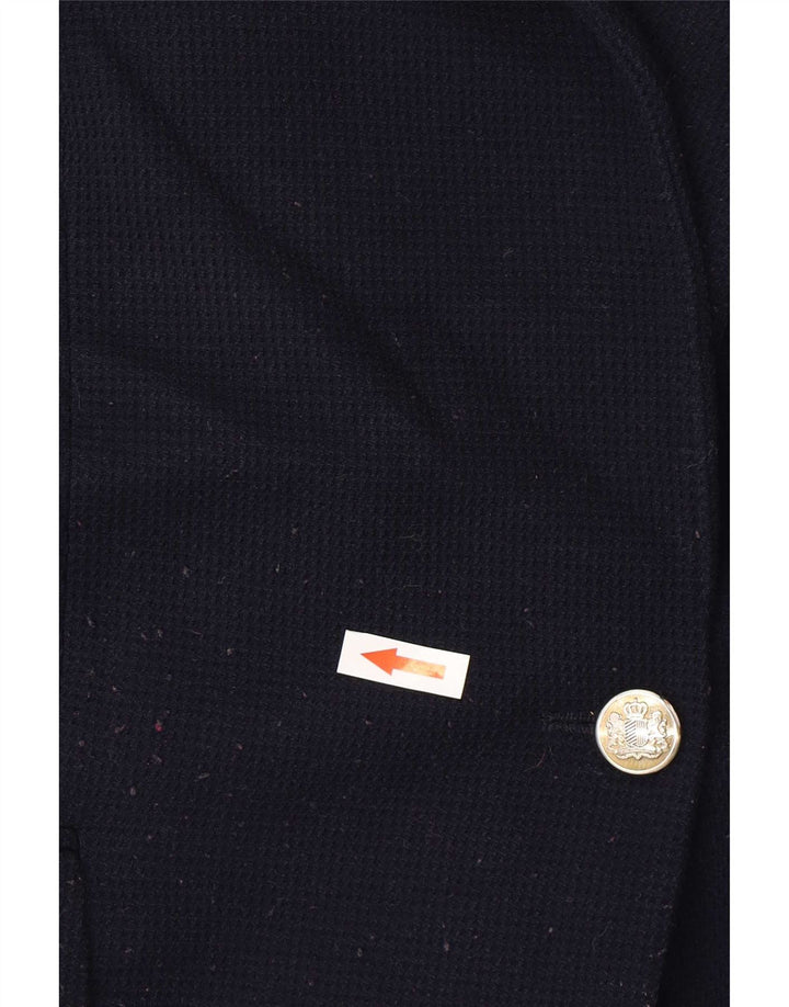 Jaqueta blazer feminina Zara com 1 botão Reino Unido 14 grande poliéster azul marinho