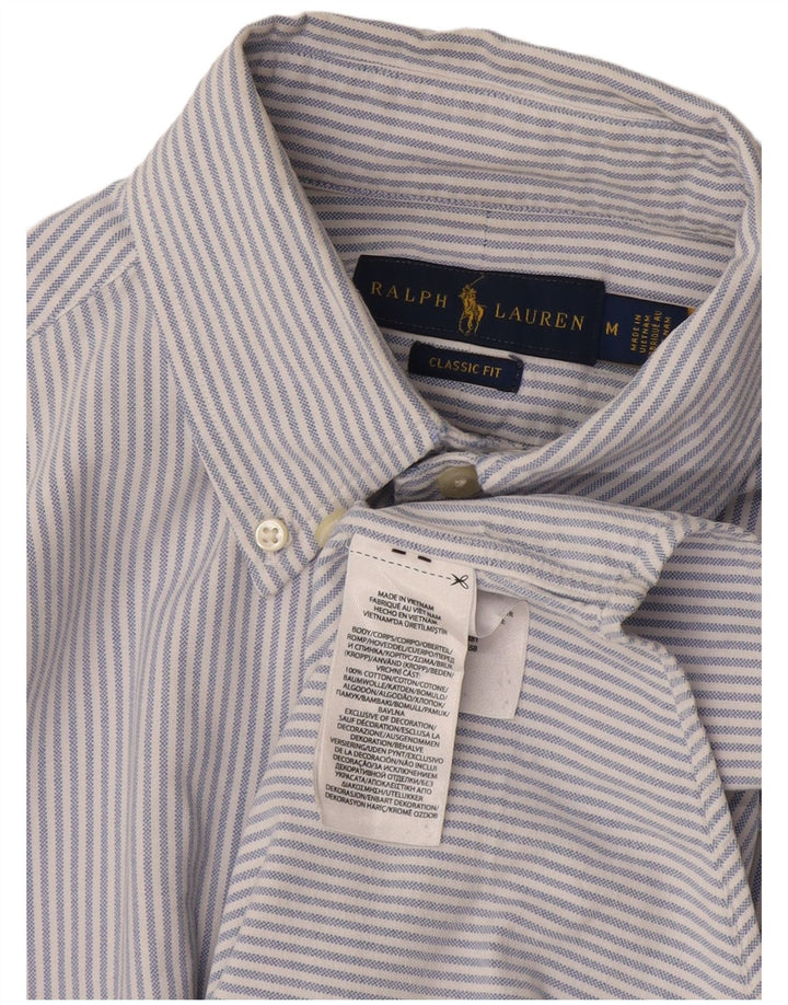 Camisa masculina Ralph Lauren Classic Fit de algodão listrado azul médio