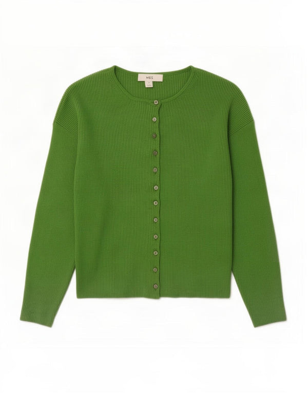 Suéter cardigã feminino Marks & Spencer UK 16 grande viscose verde