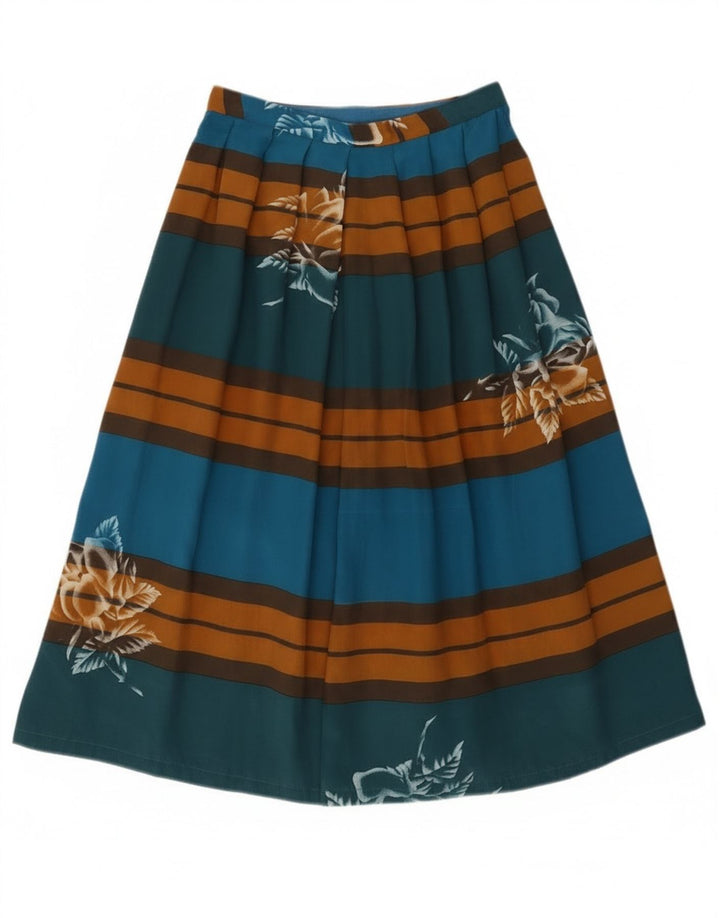 Saia feminina vintage plissada linha A W24 XS listrada multicolorida