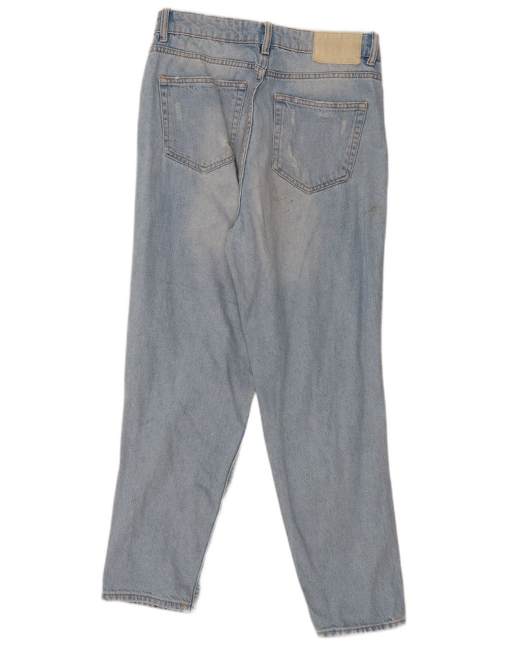 Zara Jeans feminino desgastado de cintura alta EU 40 médio W30 L27 azul