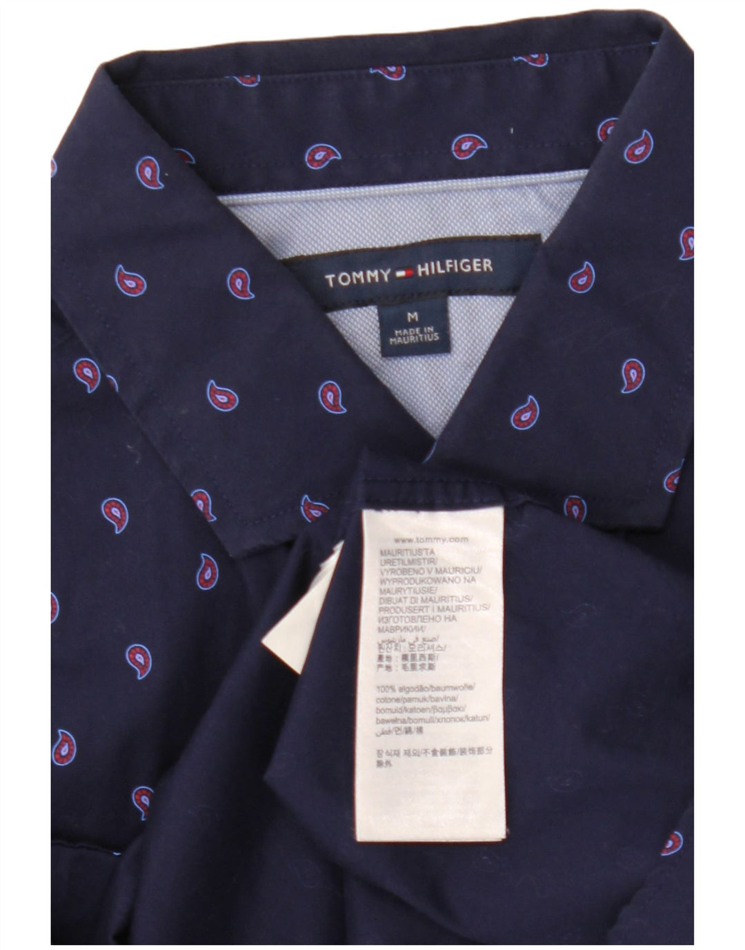 Camisa masculina Tommy Hilfiger média azul marinho algodão paisley