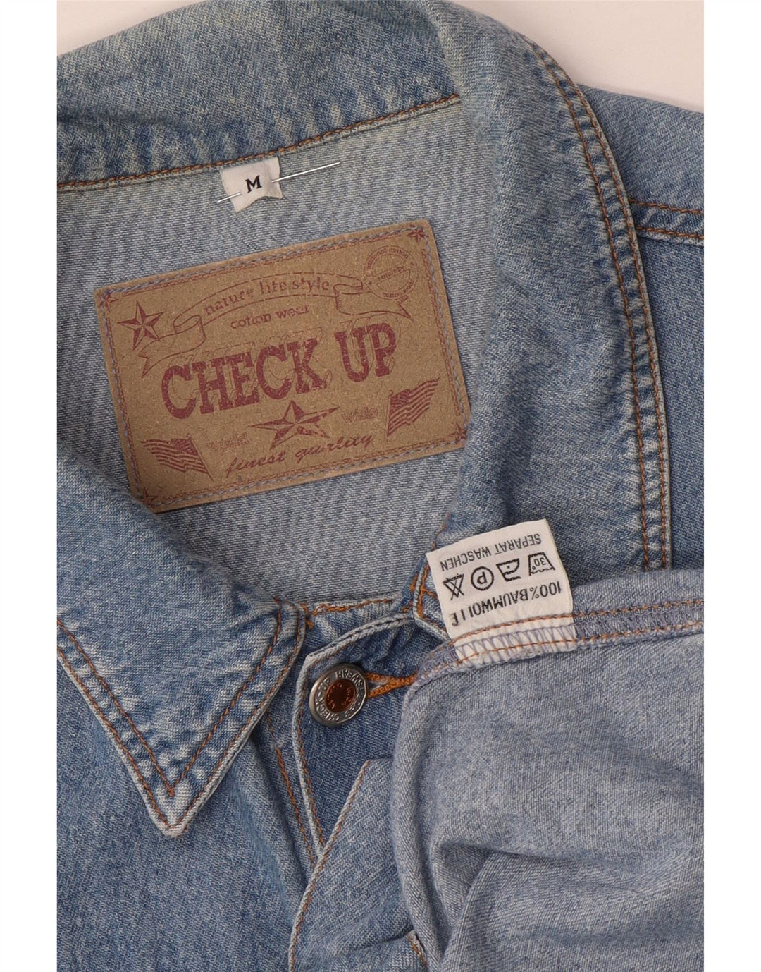 Colete jeans masculino vintage UK 38 algodão azul médio