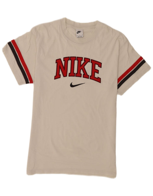 Camiseta Nike masculina gráfica top pequeno algodão listrado branco