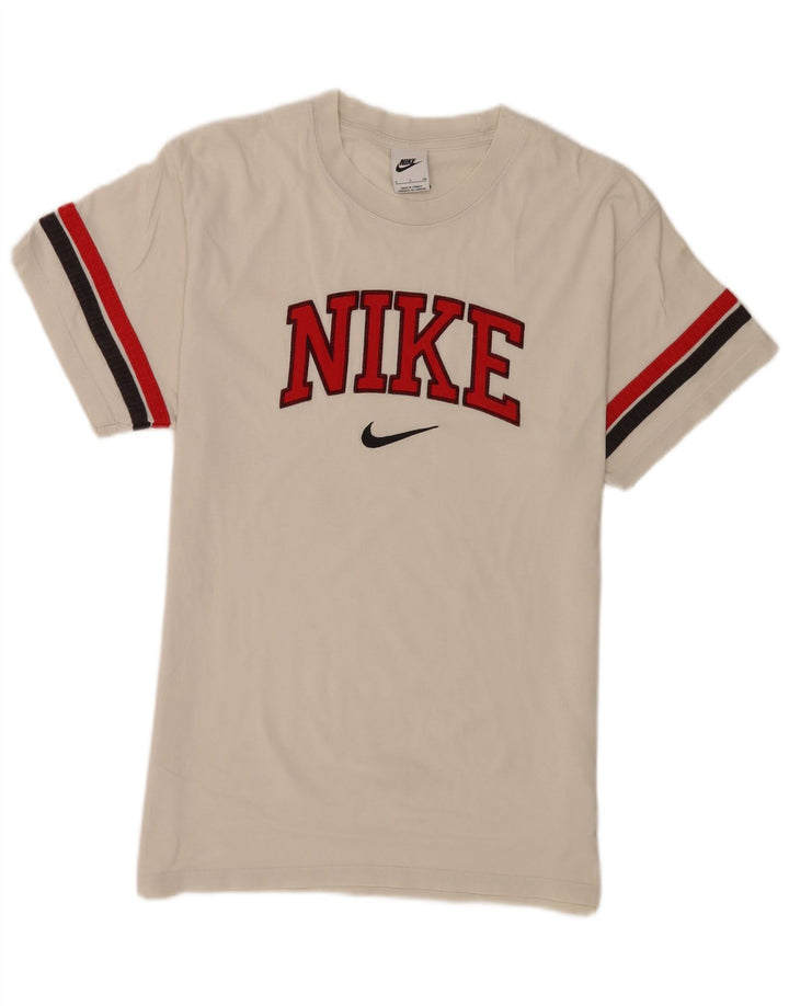 Camiseta Nike masculina gráfica top pequeno algodão listrado branco
