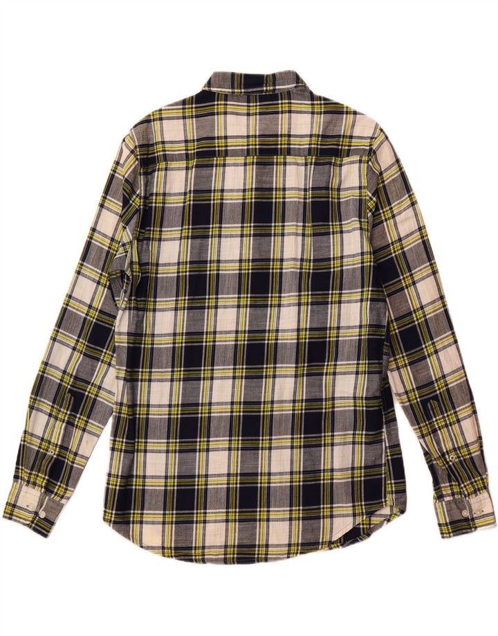 Camisa xadrez masculina Benetton grande algodão xadrez azul marinho