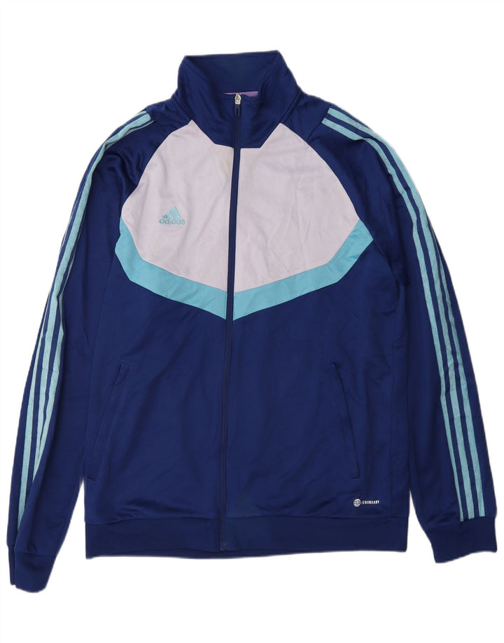 Adidas Mens Aeroready Tracksuit Top Jaqueta Grande Azul Colorblock Poliéster