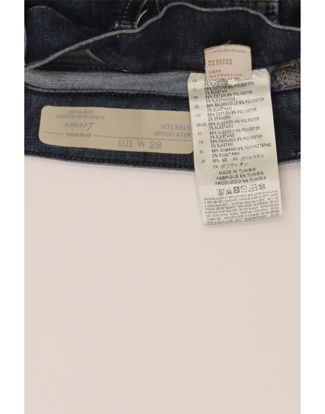 DIESEL Calça jeans feminina Livier cintura baixa super slim W28 L34 azul