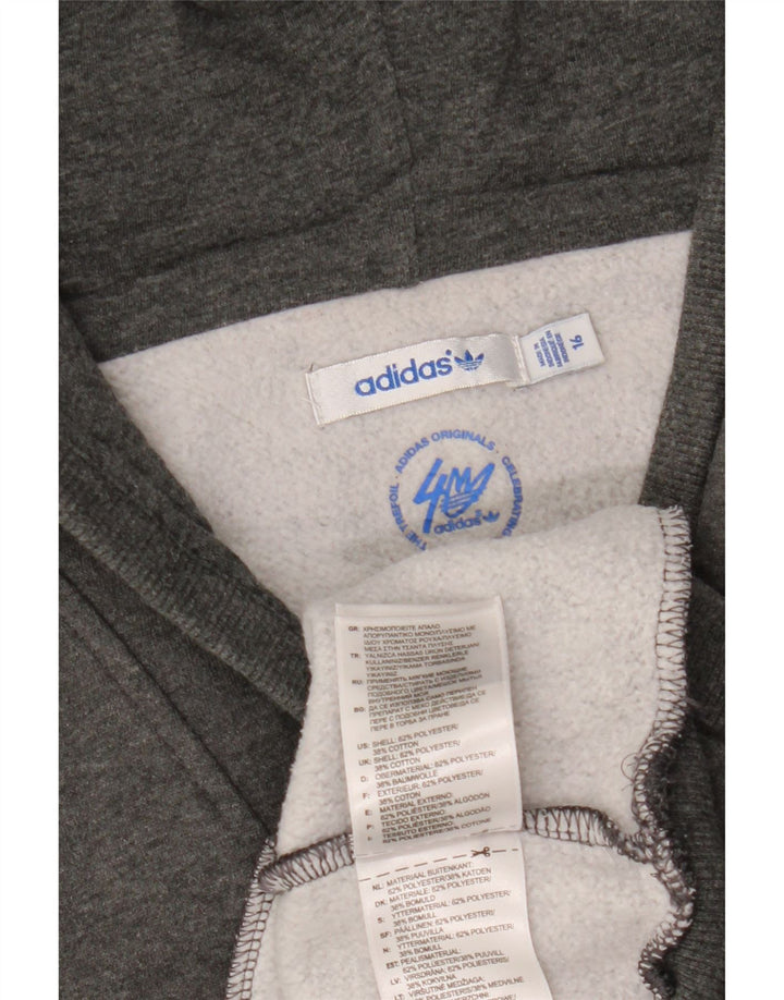 Jumper com capuz gráfico feminino Adidas UK 16 grande cinza poliéster