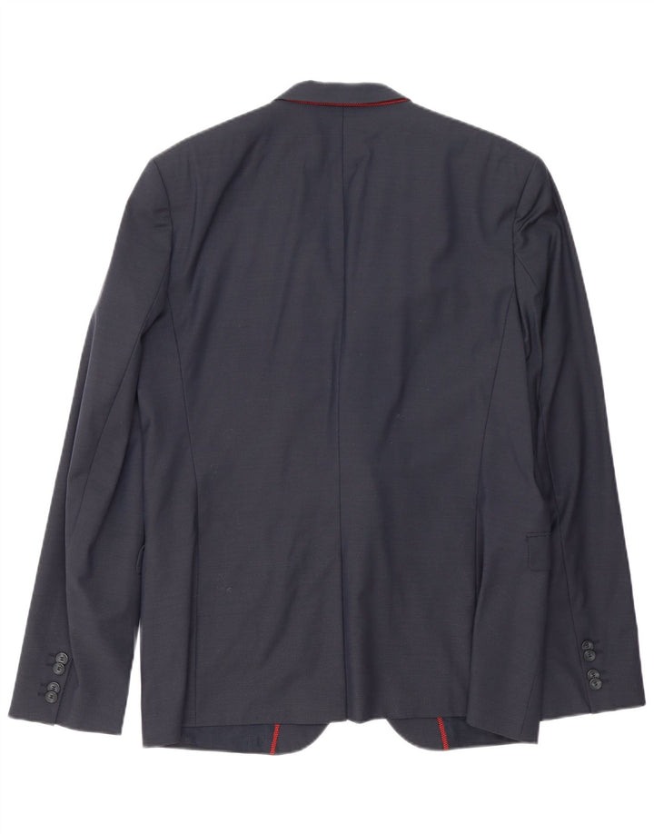 Jaqueta blazer masculina Hugo Boss com 2 botões Reino Unido 54 2XL lã azul marinho