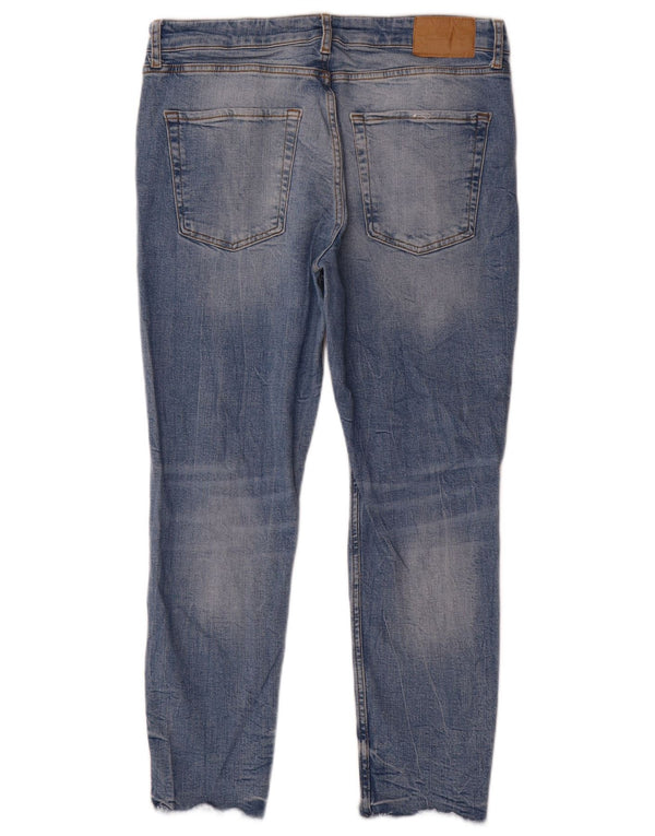 Zara Jeans skinny masculino desgastado UE 44 grande W34 L27 algodão azul