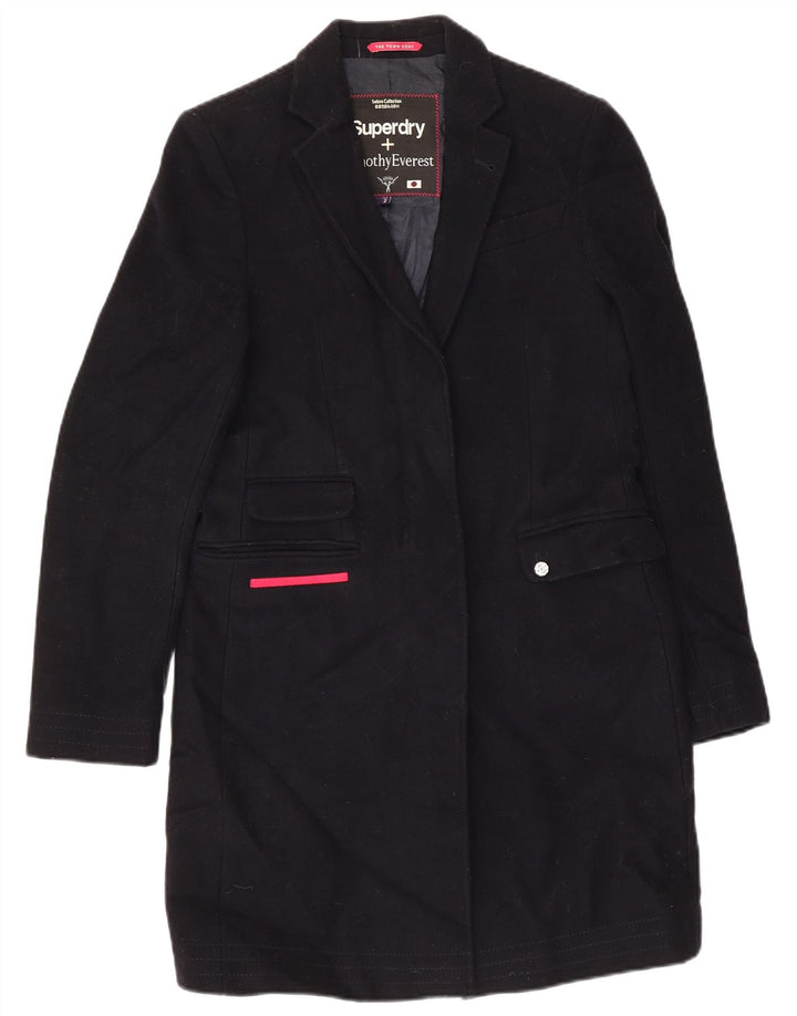Sobretudo feminino Superdry UK 2 2XS lã azul marinho