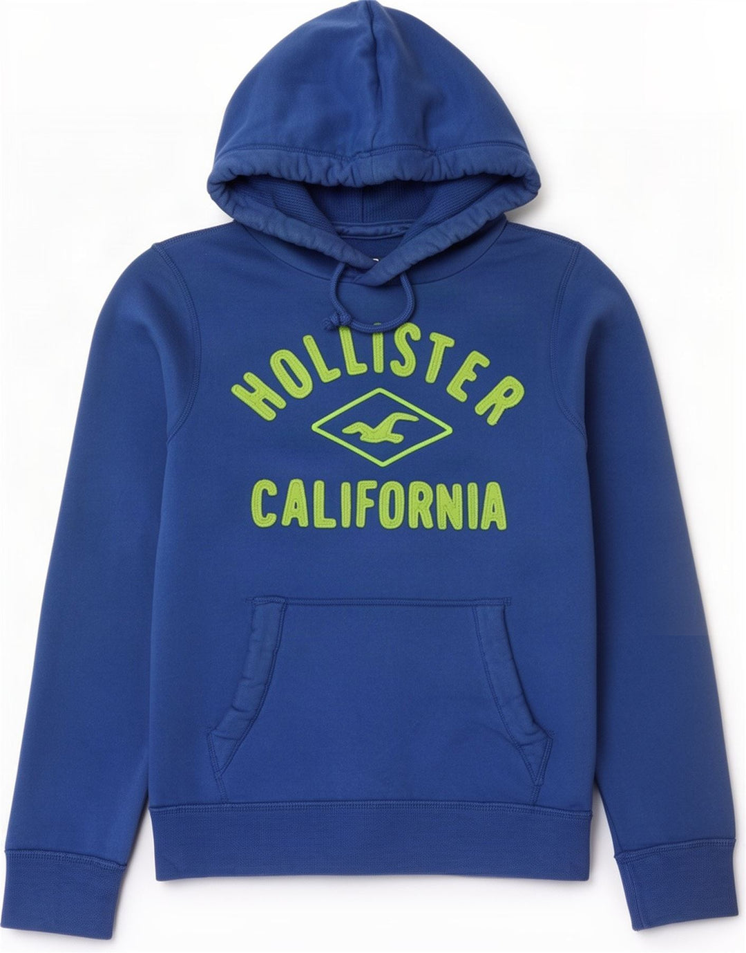 Hollister masculino gráfico moletom com capuz médio algodão azul