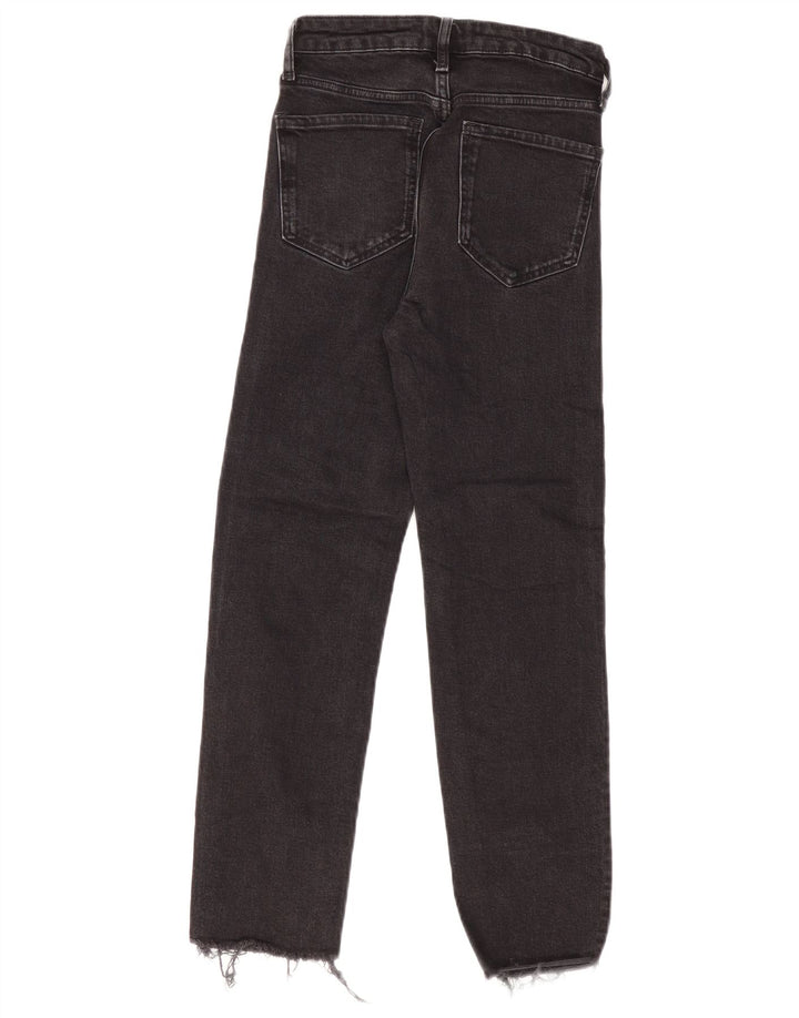 ZARA Calça jeans reta feminina de cintura alta EU 36 XS W26 L27 preta