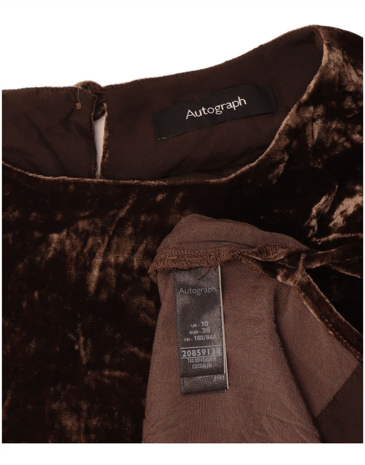 Blusa feminina de veludo autograph da Marks & Spencer Reino Unido 10 pequena marrom