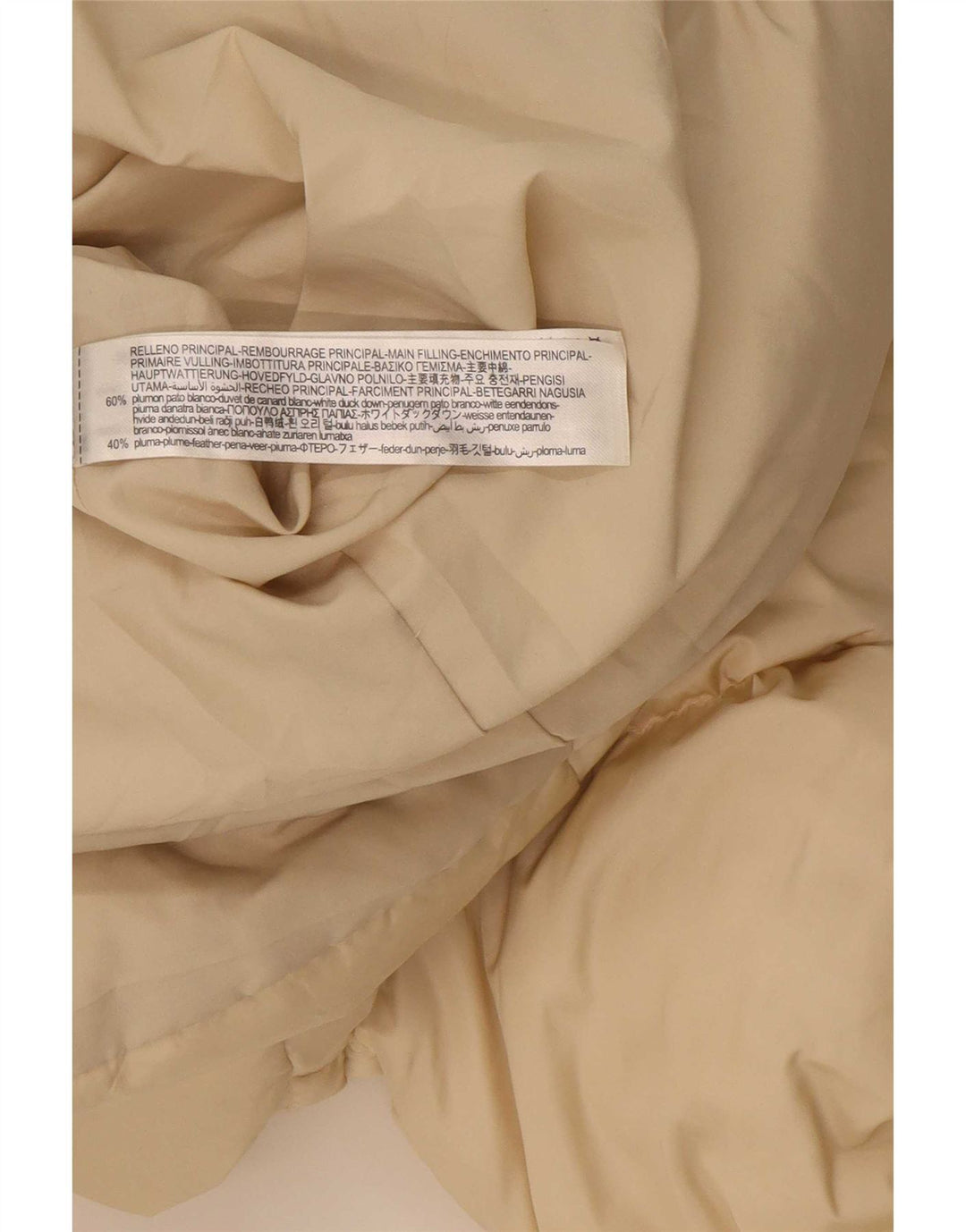 Casaco acolchoado com capuz grande Zara feminino UK 6 XS poliéster bege