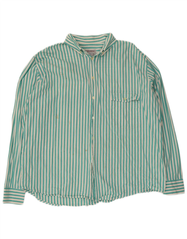 Camisa masculina vintage 2XL listrada turquesa
