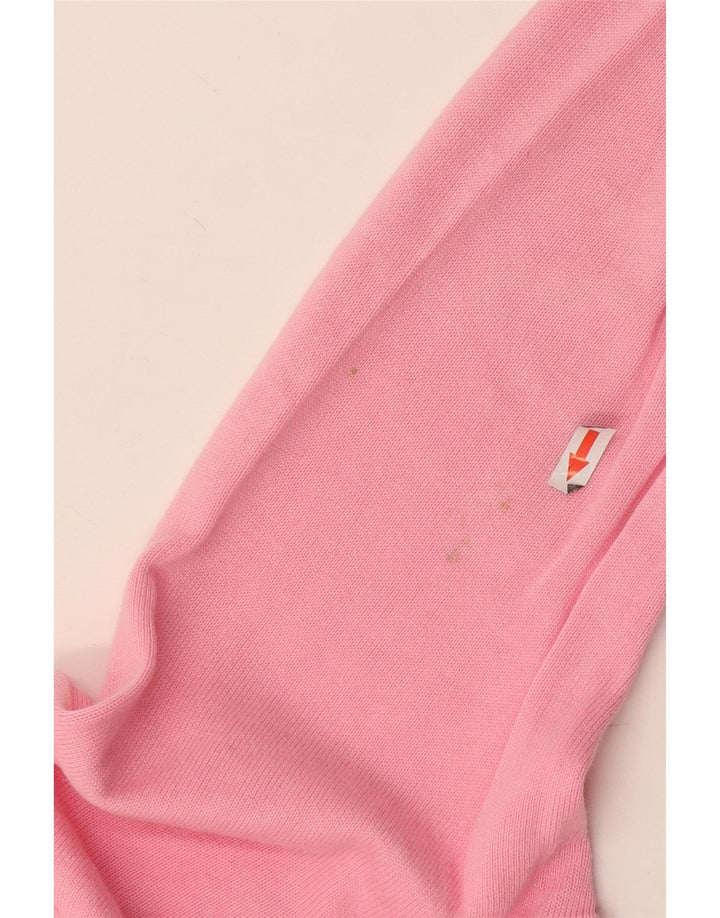 Suéter masculino Tommy Hilfiger com decote em V de algodão rosa médio