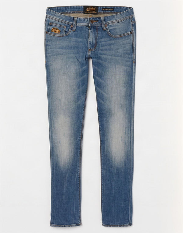 Superdry Mens Corporal Distressed Slim Jeans W31 L32 Azul Algodão
