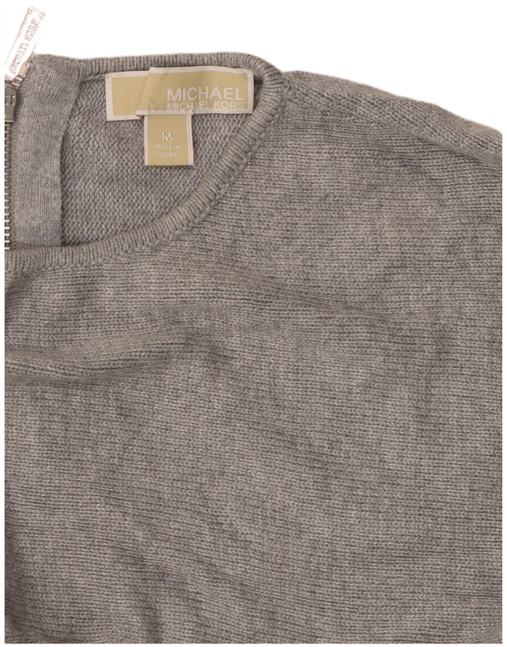 Suéter feminino MICHAEL KORS com gola canoa Reino Unido 14 cinza médio