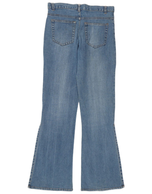 Jeans feminino VINTAGE largo pequeno W28 L30 algodão azul