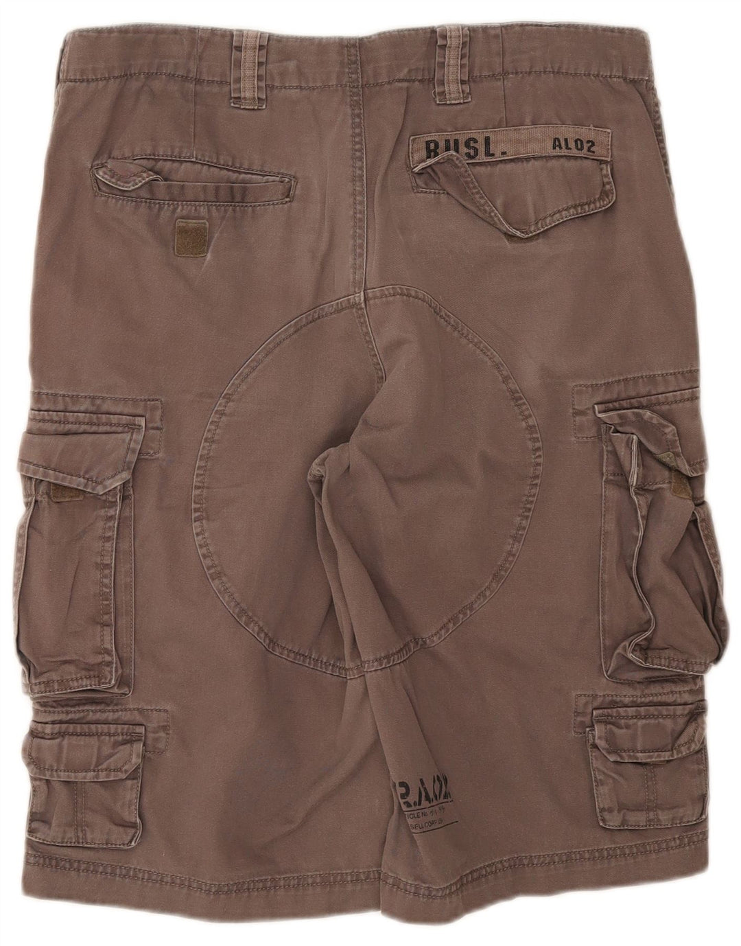 Russell Athletic Mens Cargo Shorts Grande W34 Algodão Cinza