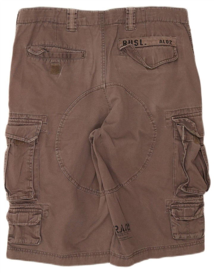 Russell Athletic Mens Cargo Shorts Grande W34 Algodão Cinza