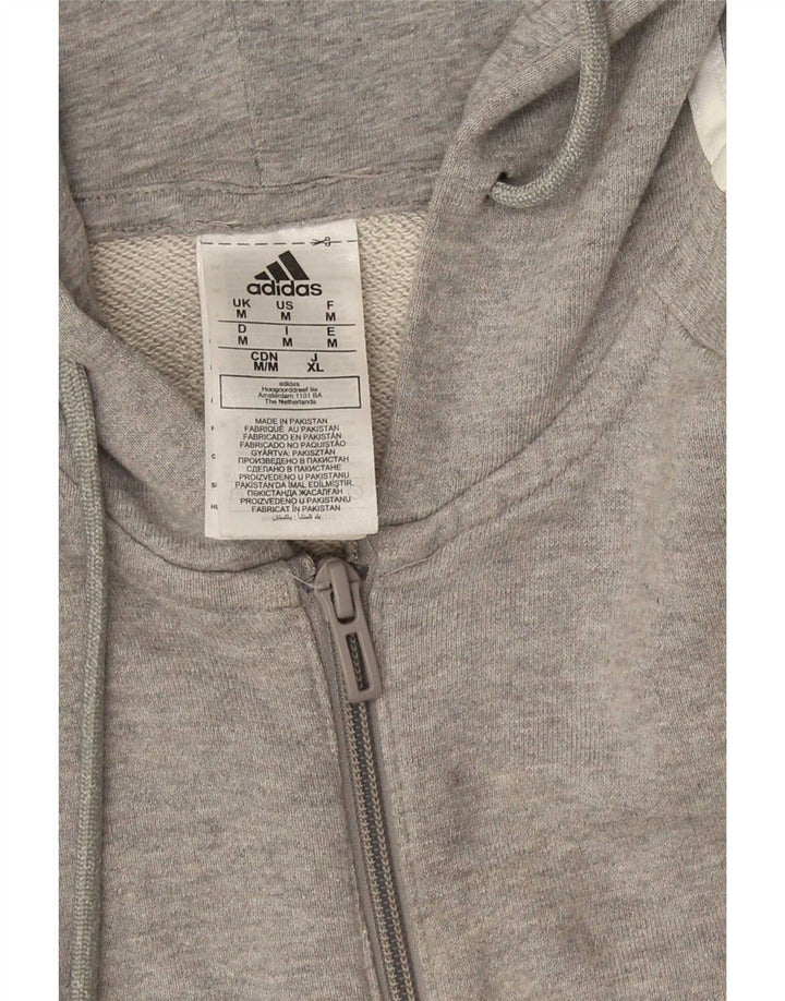 Adidas masculino regular fit zip moletom com capuz médio algodão cinza