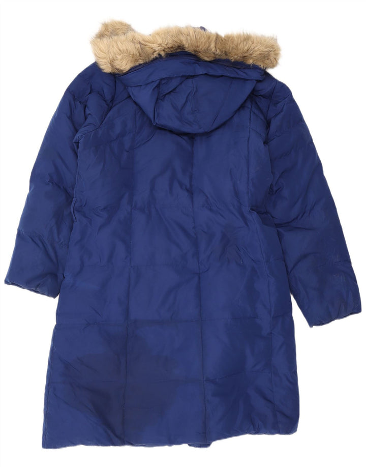 Casaco acolchoado com capuz feminino Marks & Spencer UK 18 XL azul poliéster