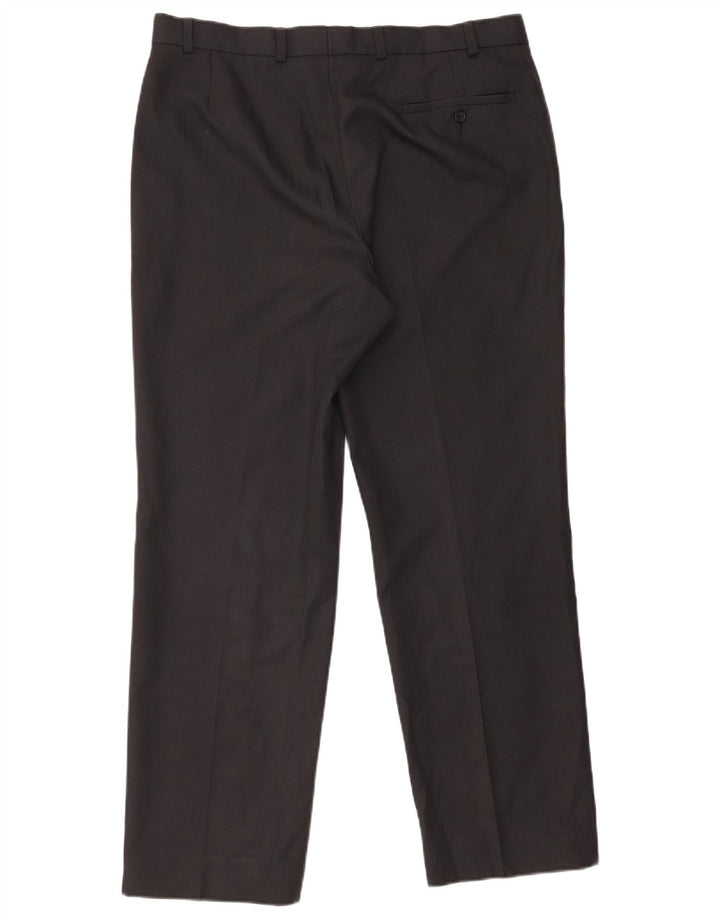 Calça masculina de terno reto Marks & Spencer sob medida W36 L31 cinza