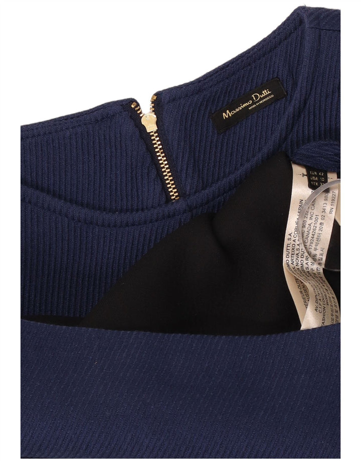 Vestido feminino Massimo Dutti com bainha sem mangas UE 42 grande lã azul marinho