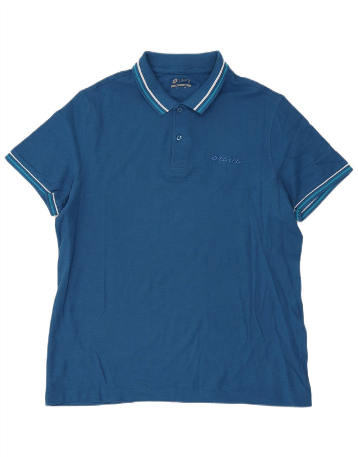Camisa polo masculina Lotto Life's algodão listrado azul médio