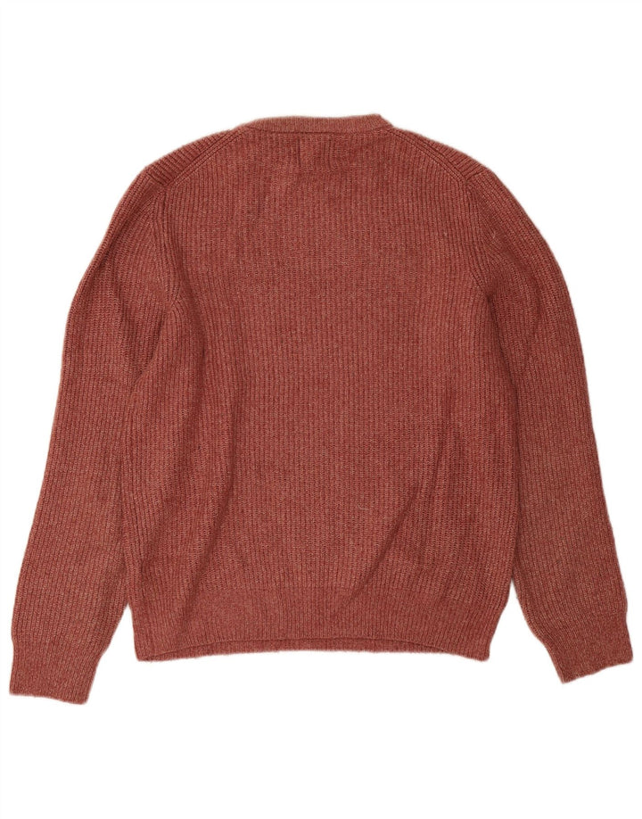 Suéter masculino Marks & Spencer com gola redonda, pequeno marrom poliamida