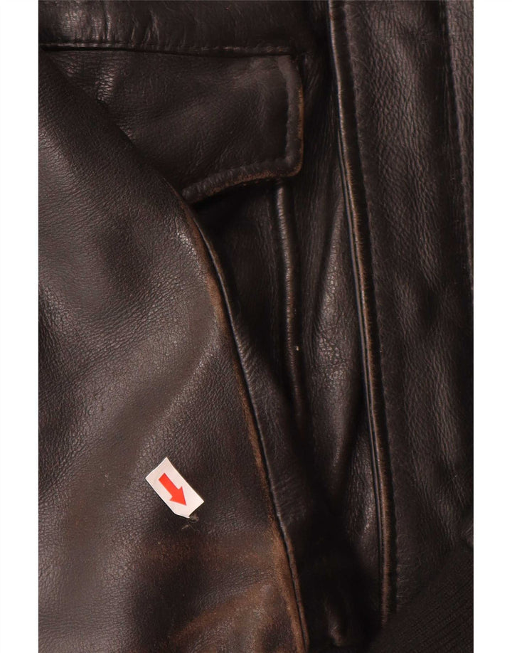 Jaqueta de couro militar masculina vintage UK 42 XL preta