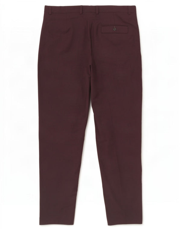 Calça feminina Topshop Slim Suit UK 12 Médio W30 L27 Poliéster Borgonha