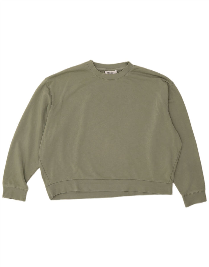 WEEKDAY Suéter feminino oversized Reino Unido 14 algodão cáqui médio