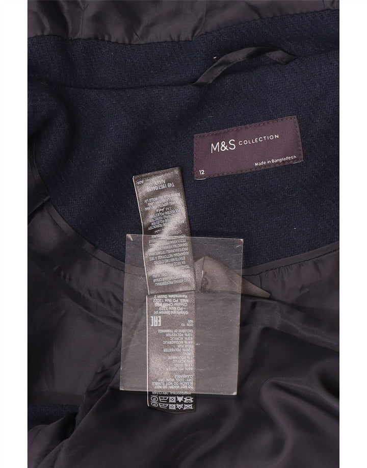 Casaco Duffle feminino com capuz Marks & Spencer Reino Unido 12 lã azul marinho médio
