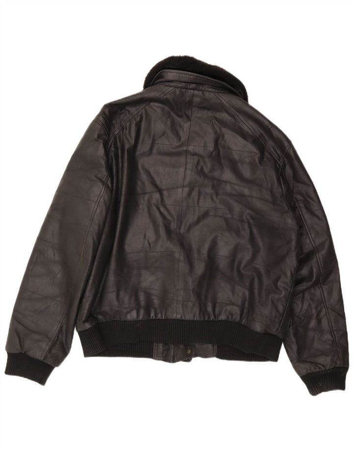 Jaqueta de couro masculina vintage IT 56 3XL couro preto