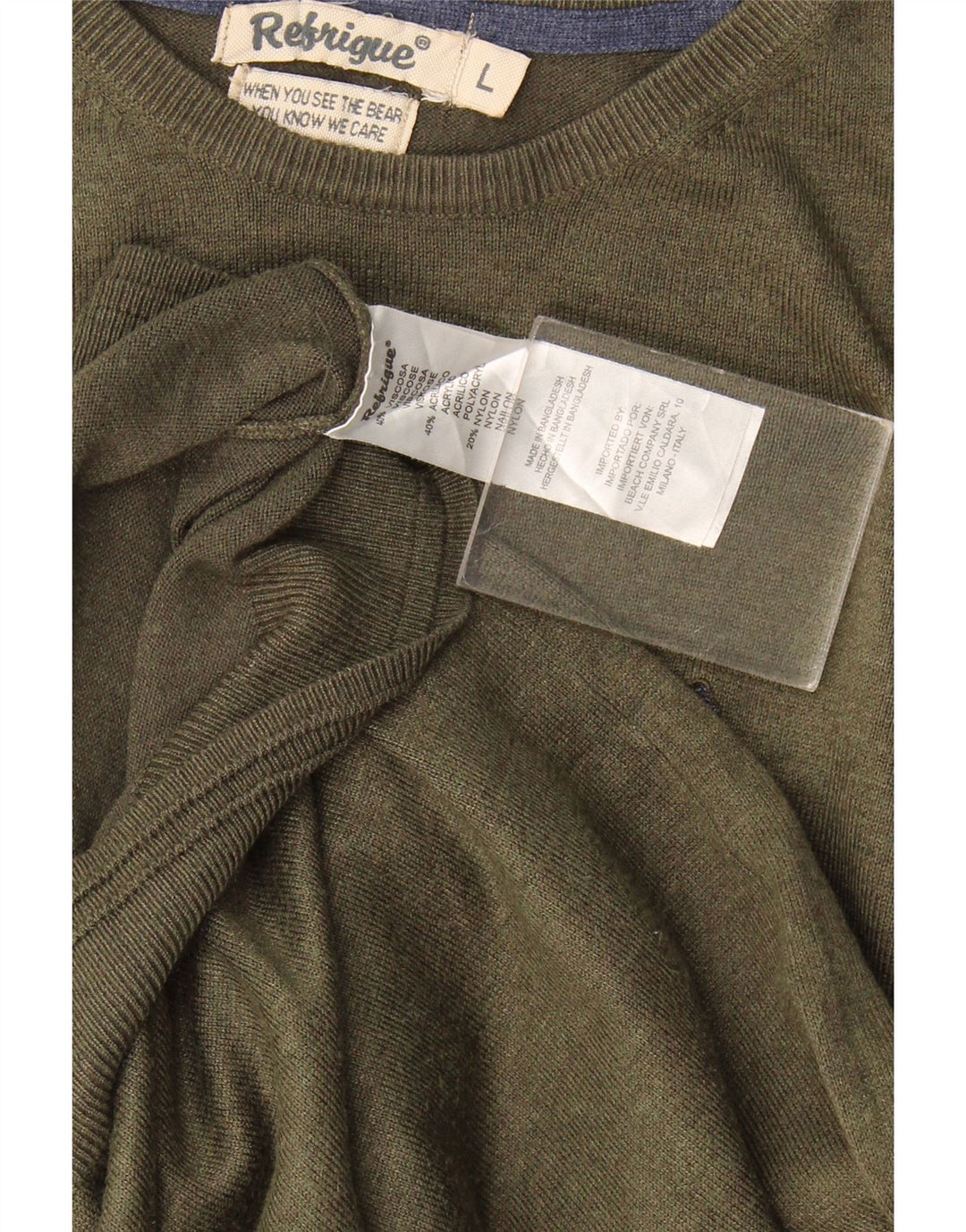 Suéter masculino Refrigiwear com gola redonda, viscose cáqui grande
