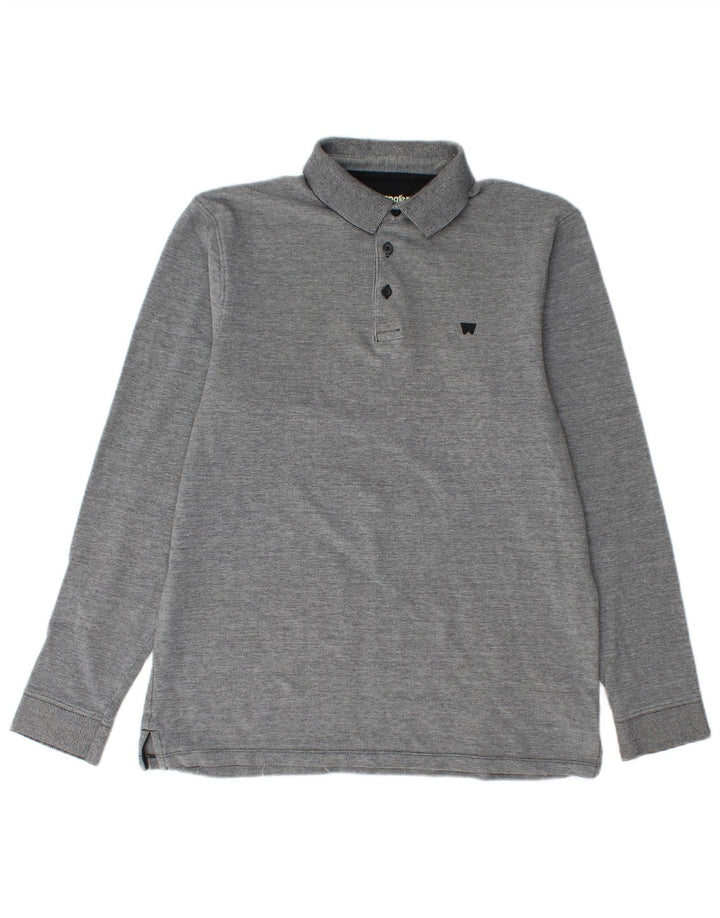 Camisa polo masculina de manga comprida WRANGLER algodão cinza médio