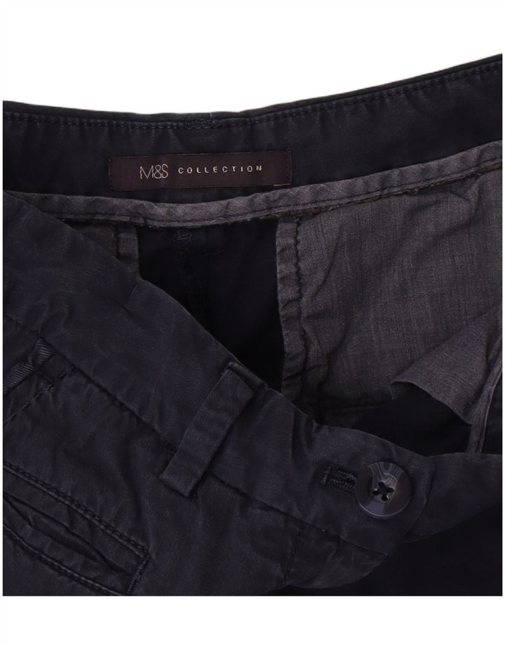 Shorts chino feminino de cintura alta Marks & Spencer W28 médio azul marinho