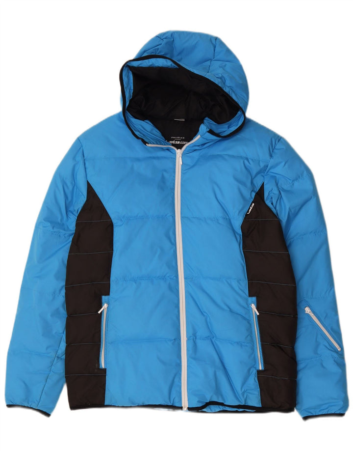 Jaqueta acolchoada com capuz masculina Wedze UK 40 grande poliéster azul Colourblock