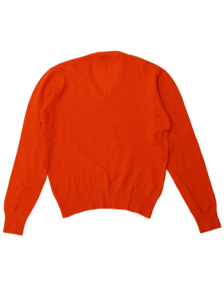 Suéter feminino BENETTON com decote em V IT 52 2XL lã laranja