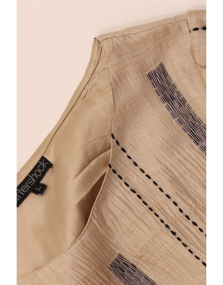 Vestido feminino Aftershock Shift UK 14 grande listrado bege