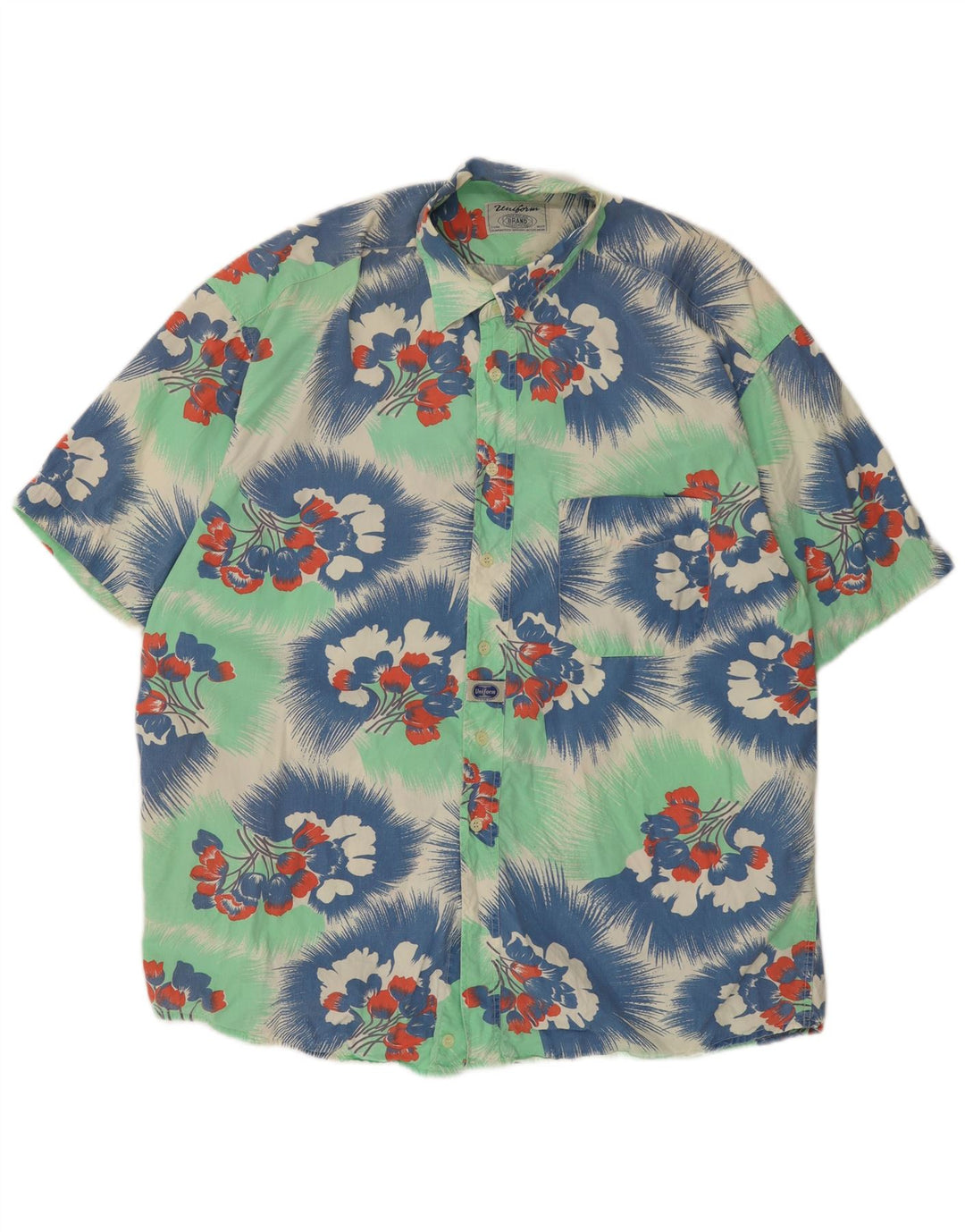 Camisa masculina UNIFORM manga curta XL algodão floral verde