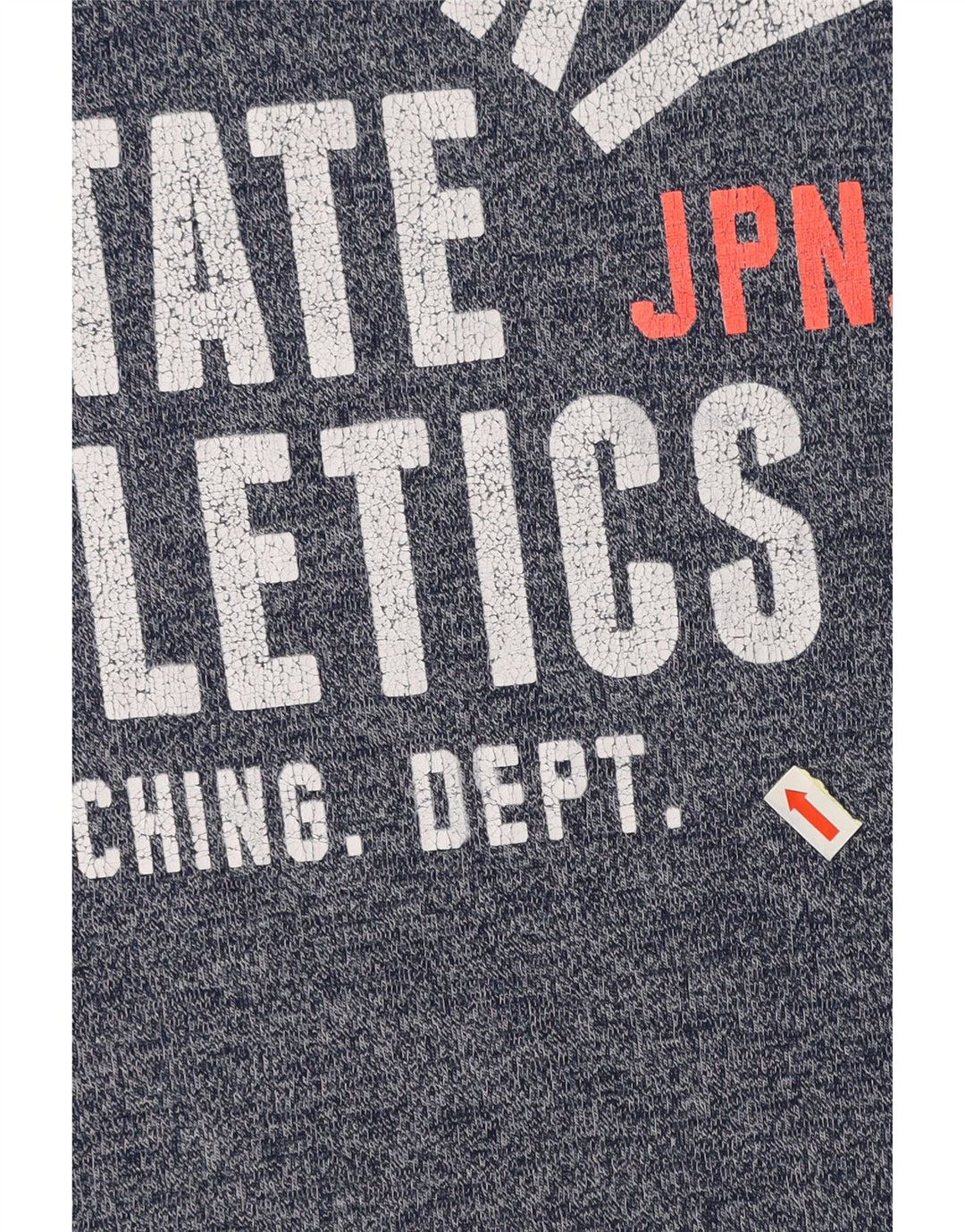 Camiseta masculina SUPERDRY com estampa de atletismo e algodão grande azul manchado